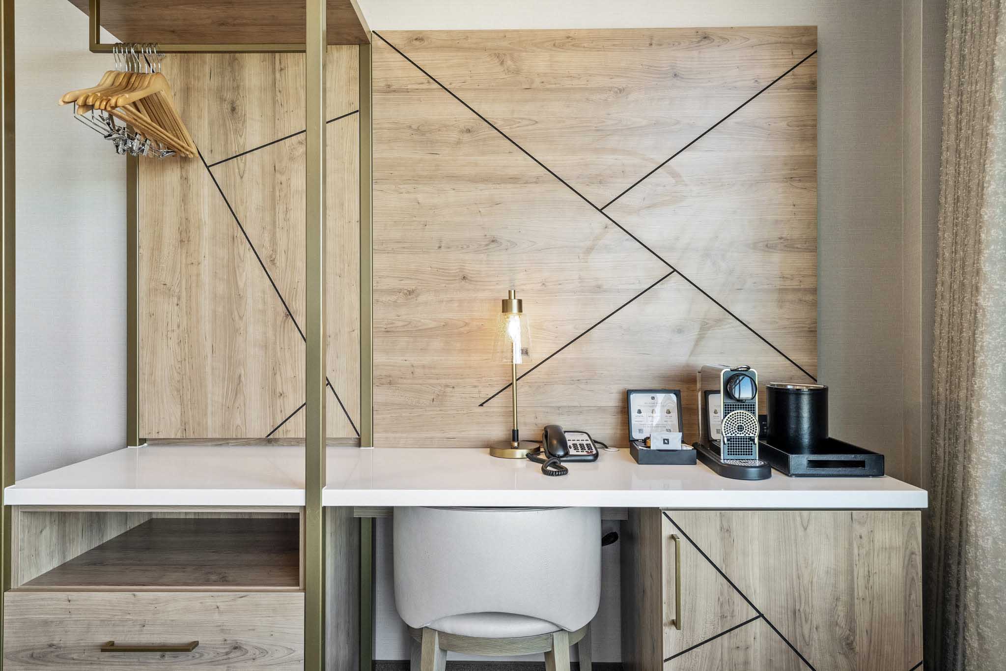 A spacious desk for work or study purposes.